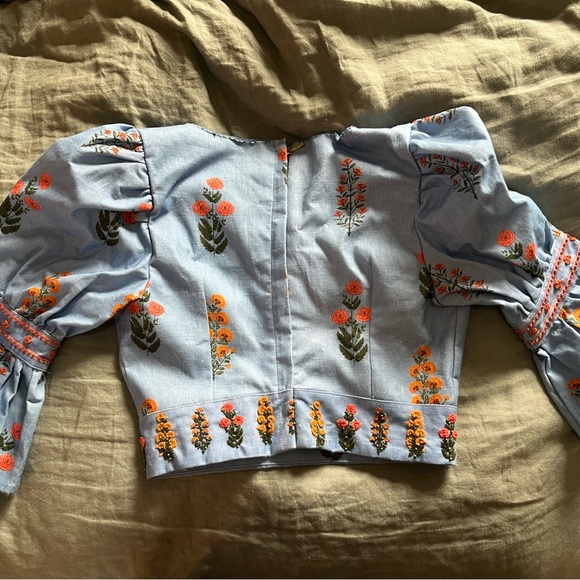 AGUA BY AGUA BENDITA dahlia bell sleeve crop top S - Picture 6 of 6